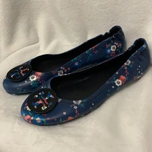 Tory Burch Leather Floral Flats Shoes